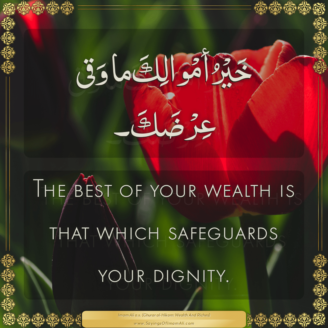 The best of your wealth is that which safeguards your dignity.